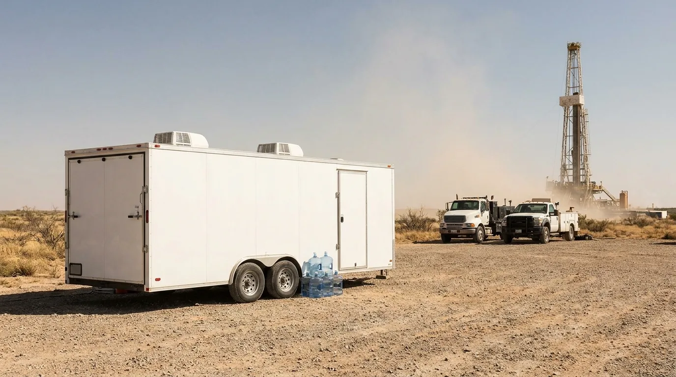 Cooling trailer providing heat relief at a remote energy site