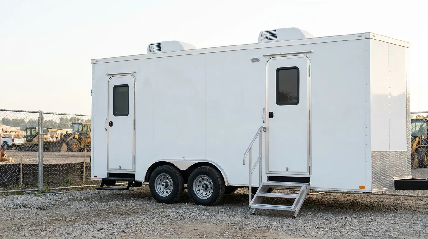 Mobile office trailer rental at a construction site